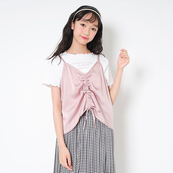 サテンキャミつき半袖Tシャツ