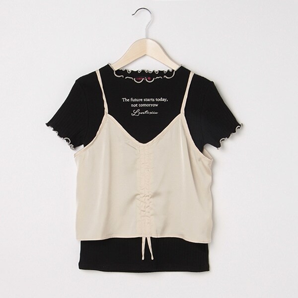 サテンキャミつき半袖Tシャツ