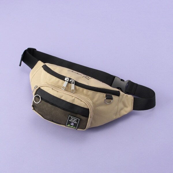 メッシュポケットシリコンパッチウエストバッグ