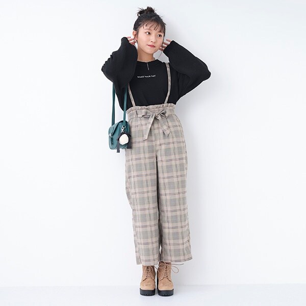 Narumiya Online ナルミヤ オンラインの公式通販サイトチェックリボンベルトワイドパンツ Ss 130 ベージュ ジュニア