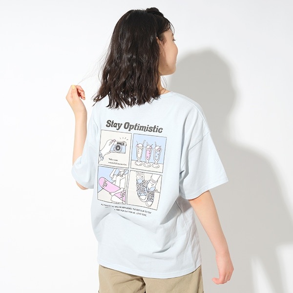 スクエアイラスト半袖Tシャツ(SS(130) サックス): ジュニア - ナルミヤ