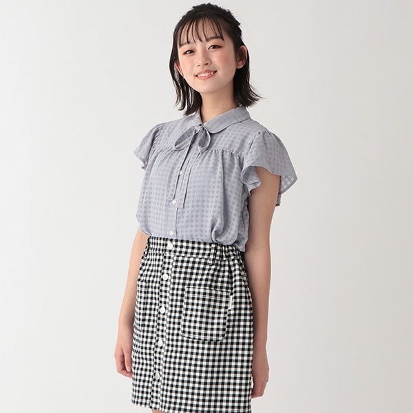 シアーギンガムブラウス