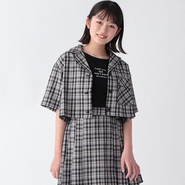 開衿チェックシャツ