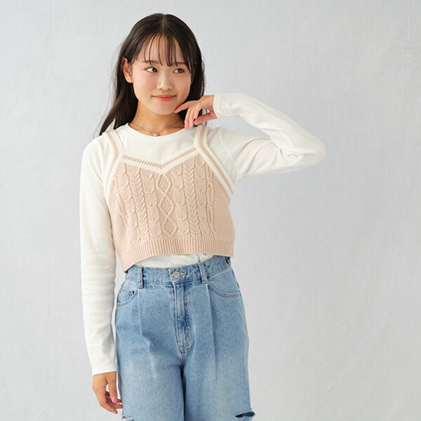 ニットキャミソールインナーSET(S(140) 黒): ジュニア