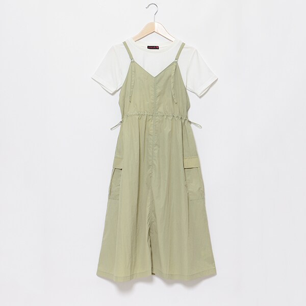 メゾピアノ　ラブちゃん　130cm　ワンピース　キャミソールワンピース セール】フロントZIPキャミワンピース＆半袖Tシャツセット