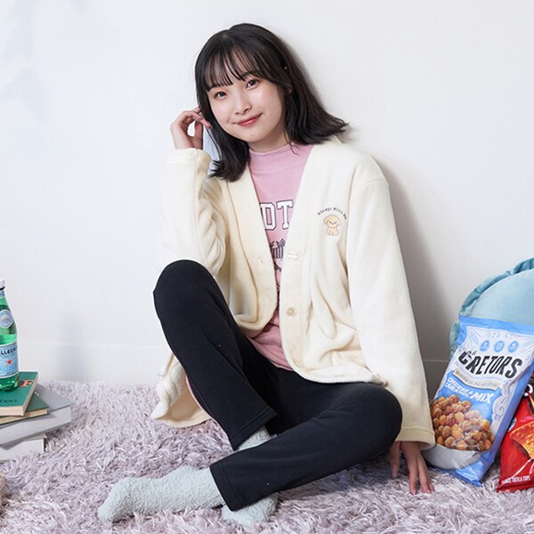 ミンクフリース羽織(S(140) ベージュ): ジュニア - ナルミヤ ミンクフリース羽織(S(140) ベージュ): ジュニア - ナルミヤ