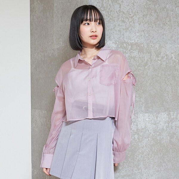 インナーつきクロップドシャツ