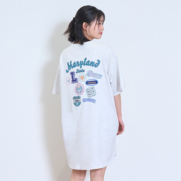 冷感バックワッペンワンピ