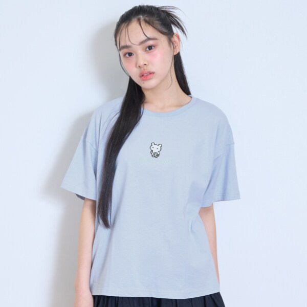 フロントキャラ刺しゅうTシャツ(S(140cm) サックス): ジュニア