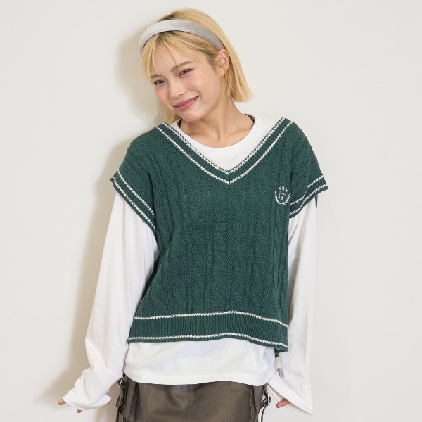 【GOODPRICE】ケーブルニットTシャツSET