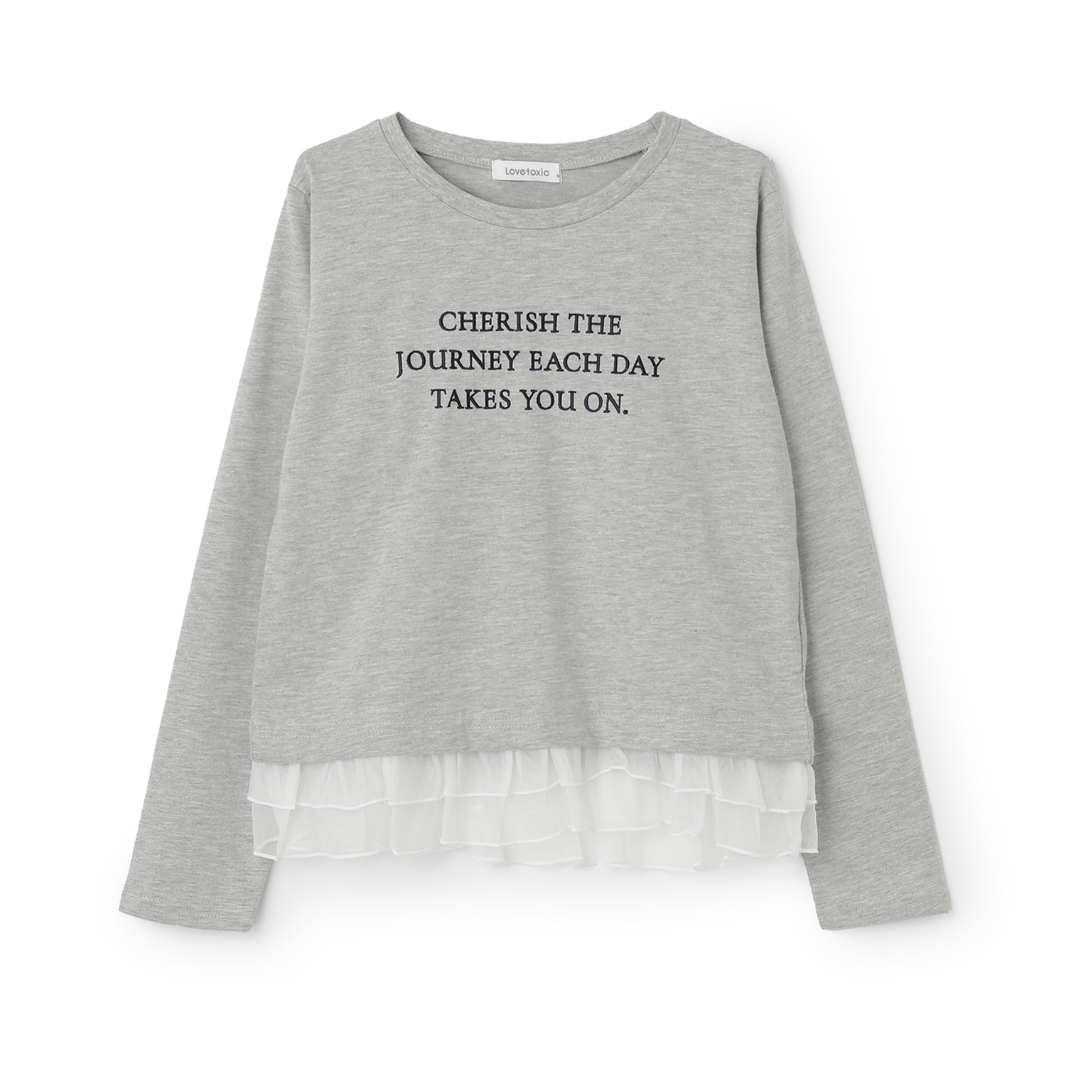 チュールペプラム長袖Tシャツ