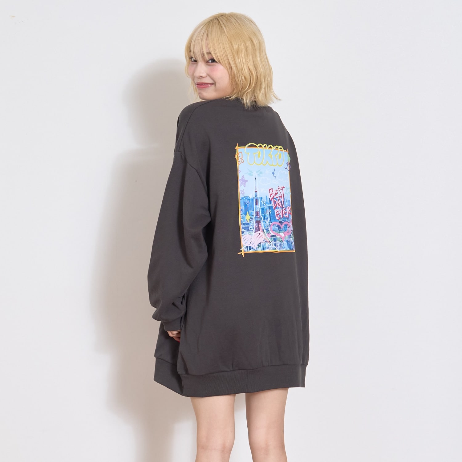 【裏起毛】フォトバックチュニックワンピース