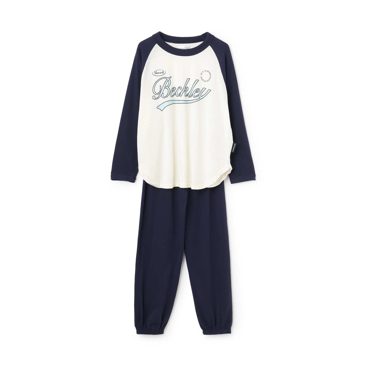 【ルームウェア/パジャマ】ロゴラグラン長袖Tシャツ＆パンツセット