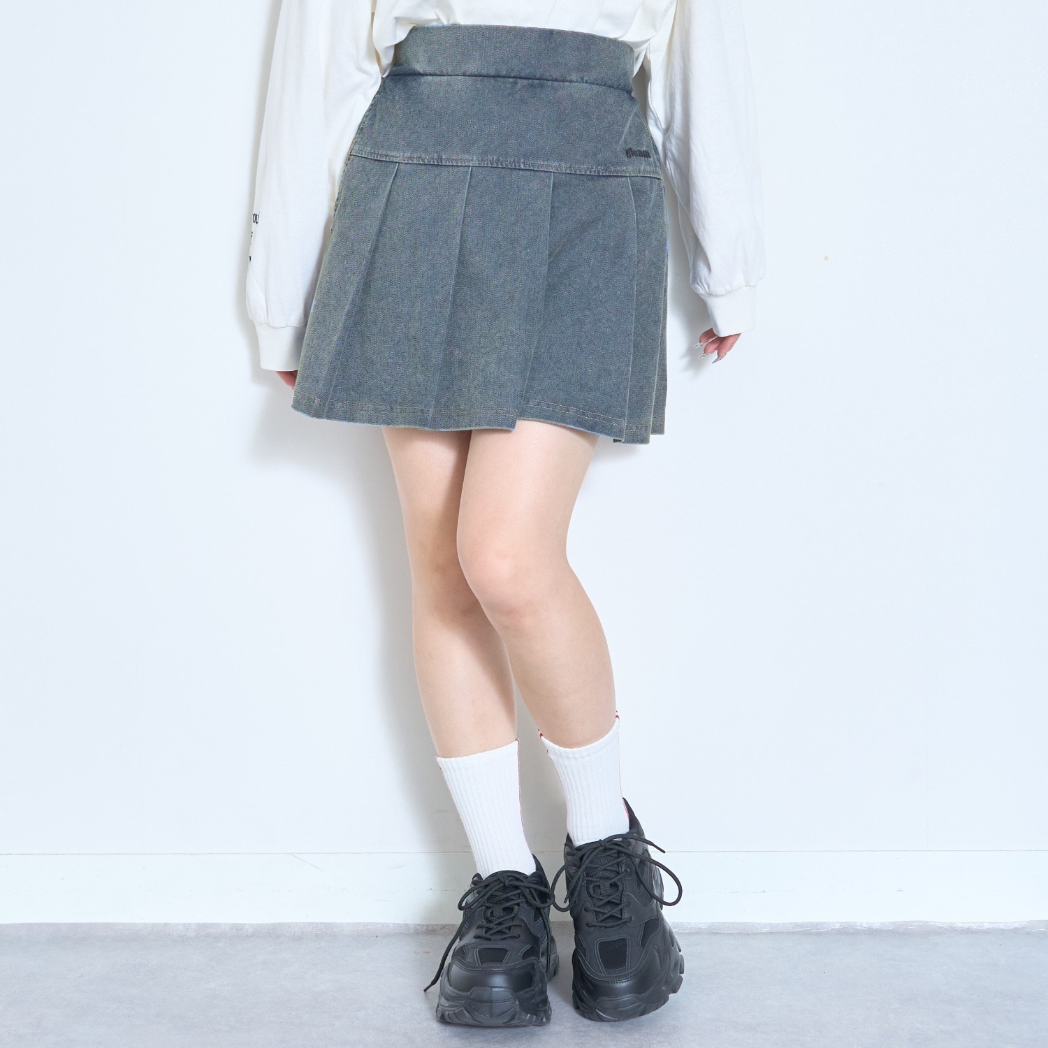 デニムライクカットプリーツスカート