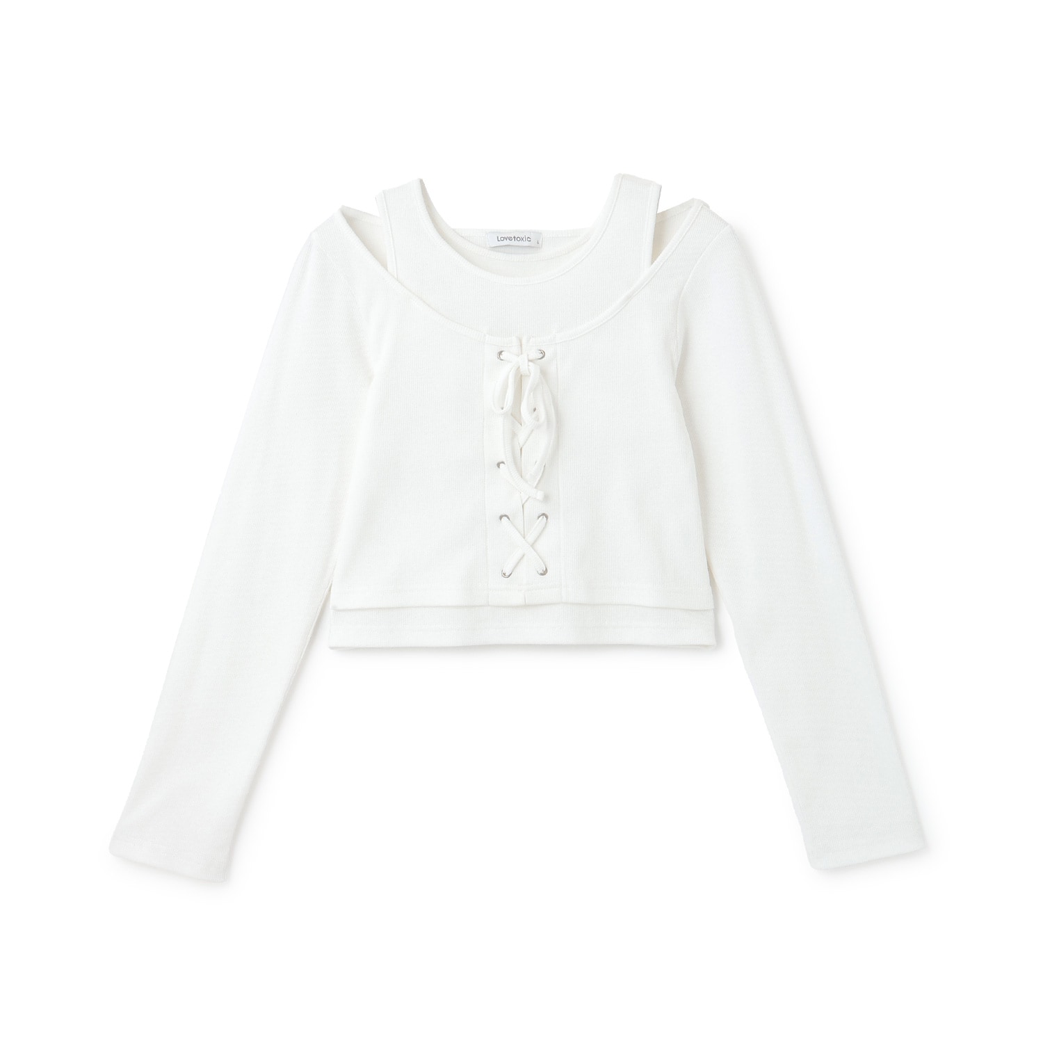 レースアップテレコ長袖シャツ