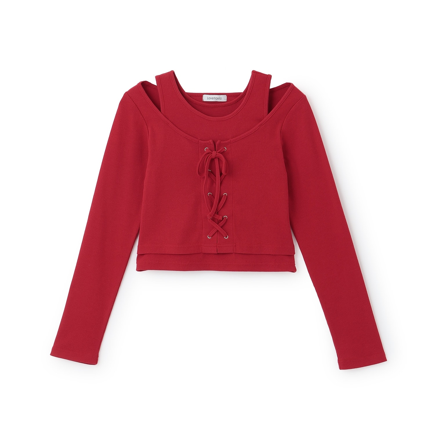 レースアップテレコ長袖シャツ