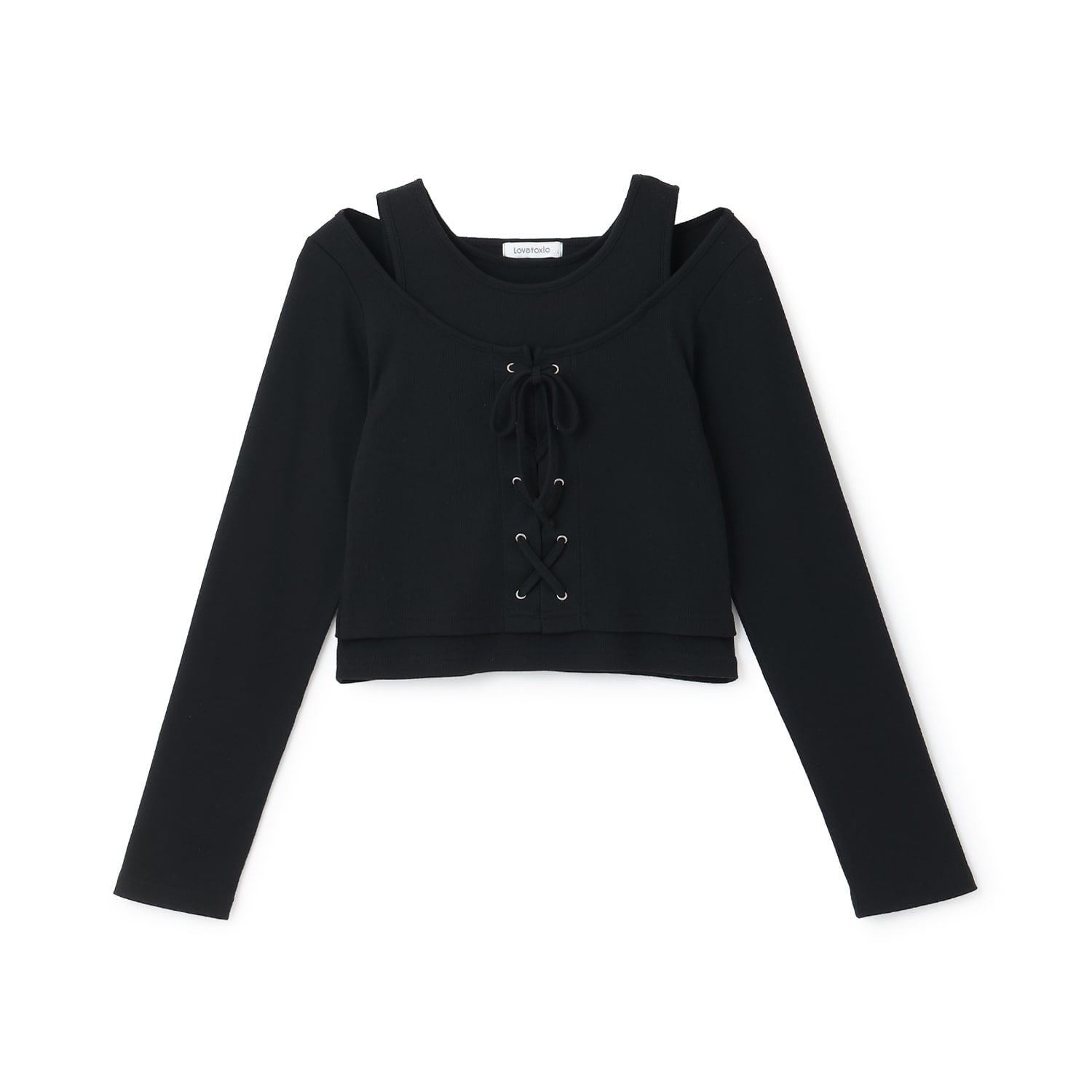 レースアップテレコ長袖シャツ