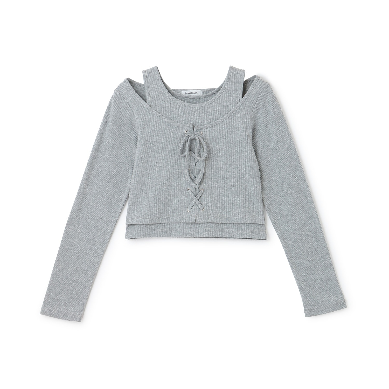 レースアップテレコ長袖シャツ