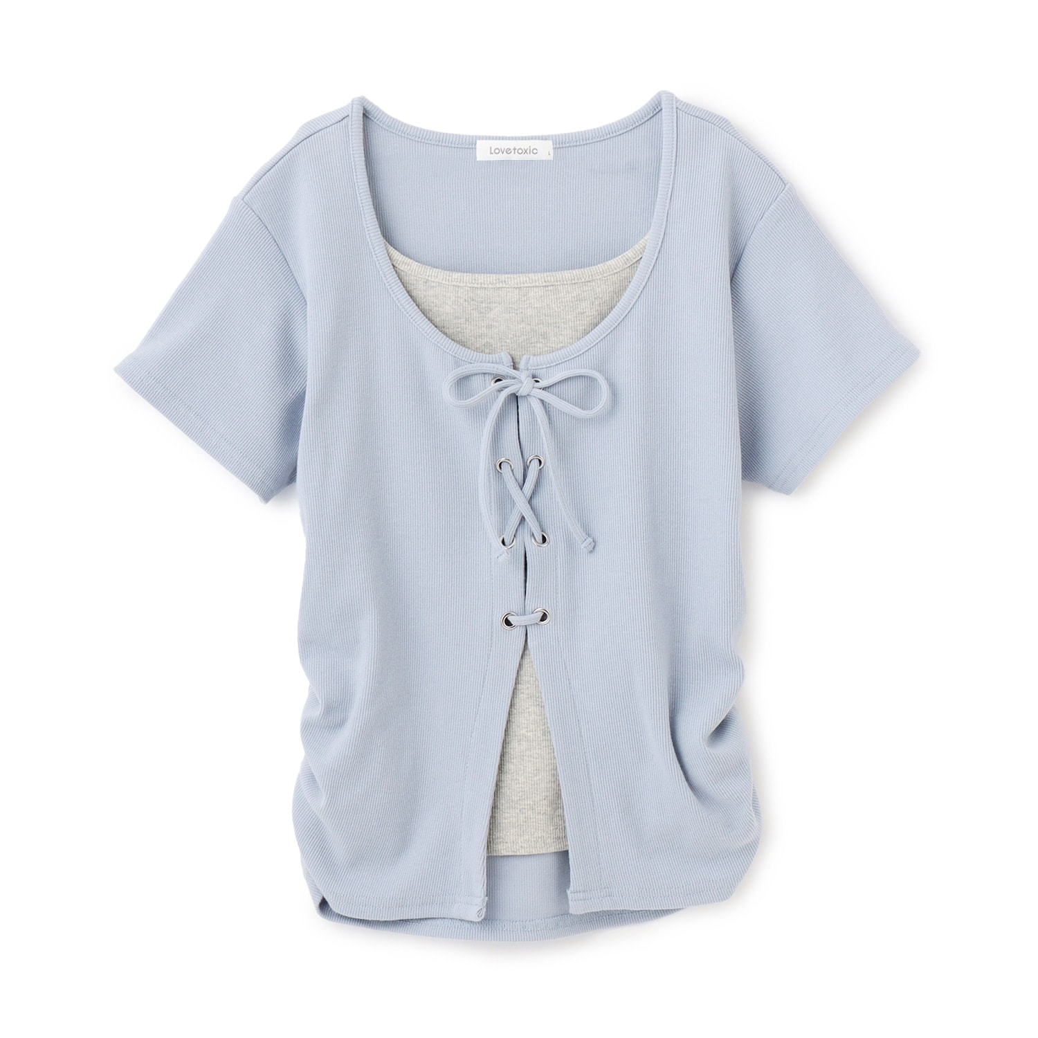 レースアップテレコ半袖T