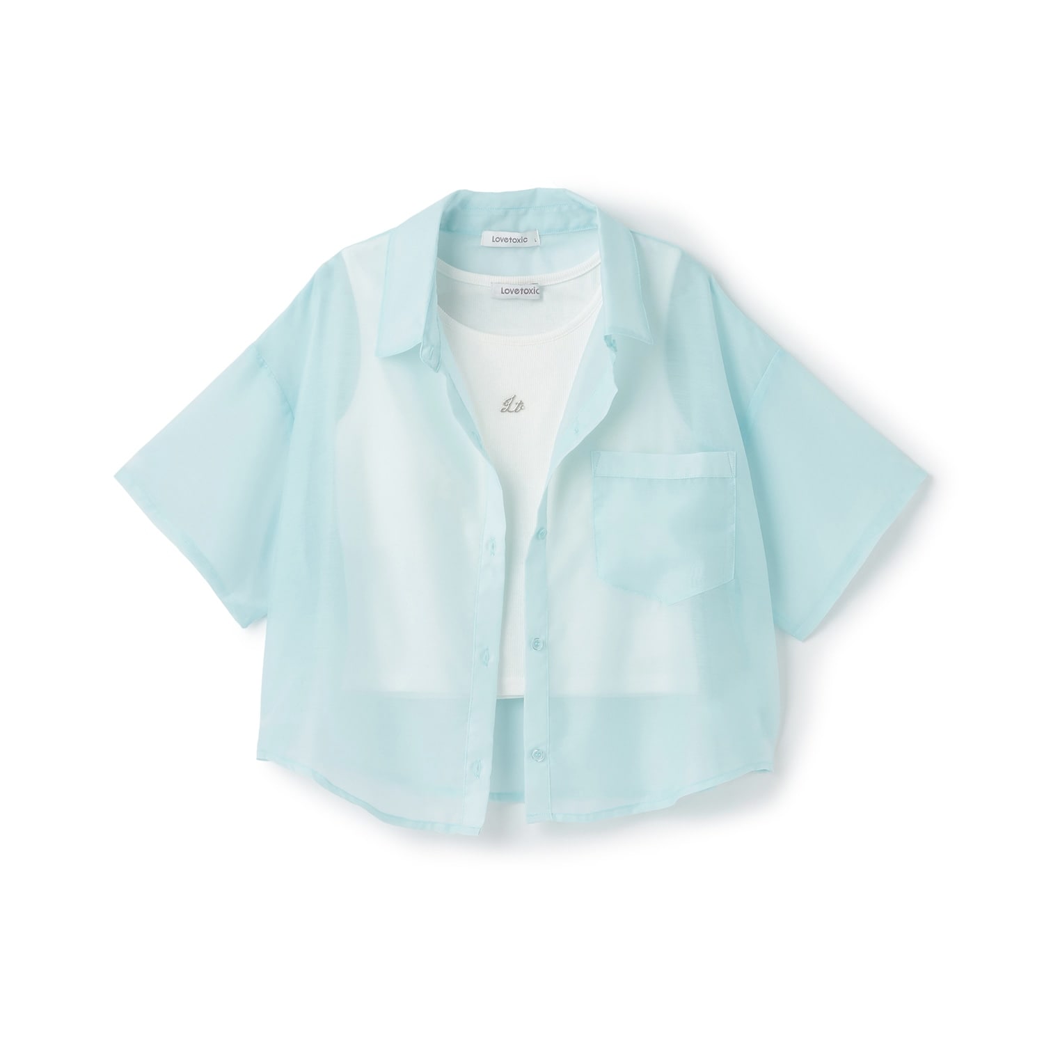 【吸水速乾】インナーつきシアークロップド半袖シャツ