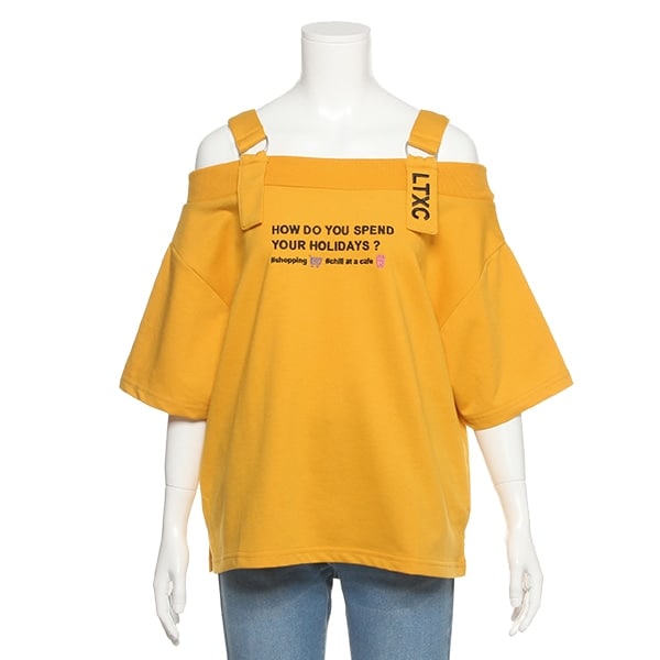 裏毛 ストラップオフショルTシャツ
