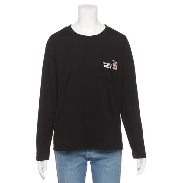 ワンポイント刺しゅうポケットつきTシャツ