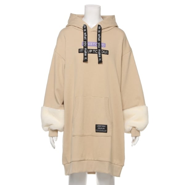 Narumiya Online ナルミヤ オンラインの公式通販サイト裏毛 フェイクファー切替パーカーワンピース S 140 トップ グレー ジュニア