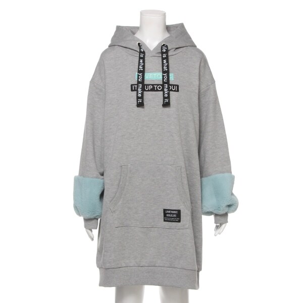 裏毛 フェイクファー切替パーカーワンピース