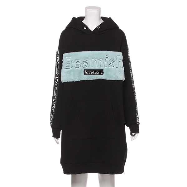 裏起毛 切り替えパーカーワンピース