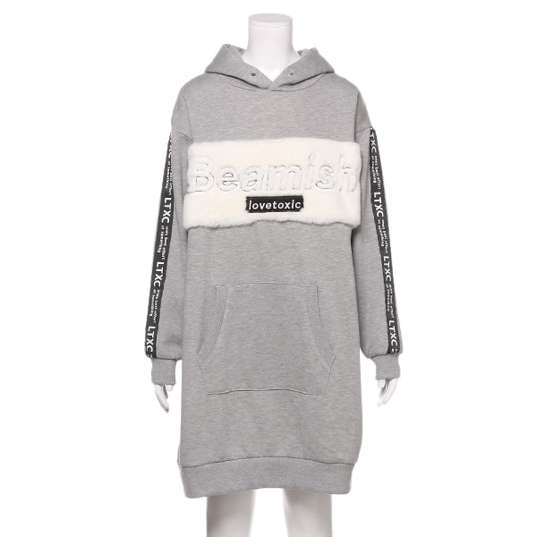 裏起毛 切り替えパーカーワンピース