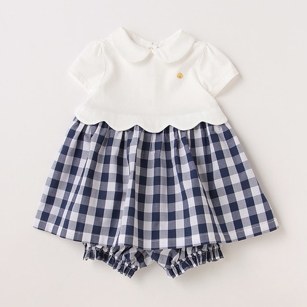 ギンガムチェックドッキングワンピース