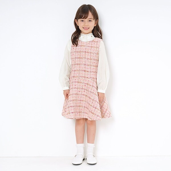 Narumiya Online ナルミヤ オンラインの公式通販サイトトドラー ツイードワンピース 110cm ピンク キッズ