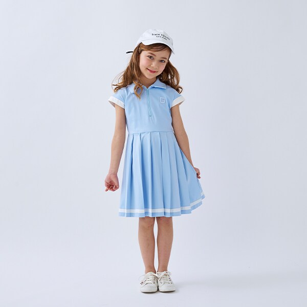 ワンピース na* size120# トドラー ハーフジップワンピース(120cm サックス): キッズ