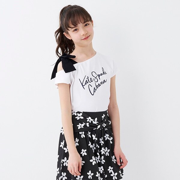 ガールズ ワンショルダーボウTシャツ