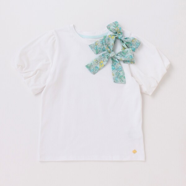 ガールズ フラワーベッドボウTシャツ
