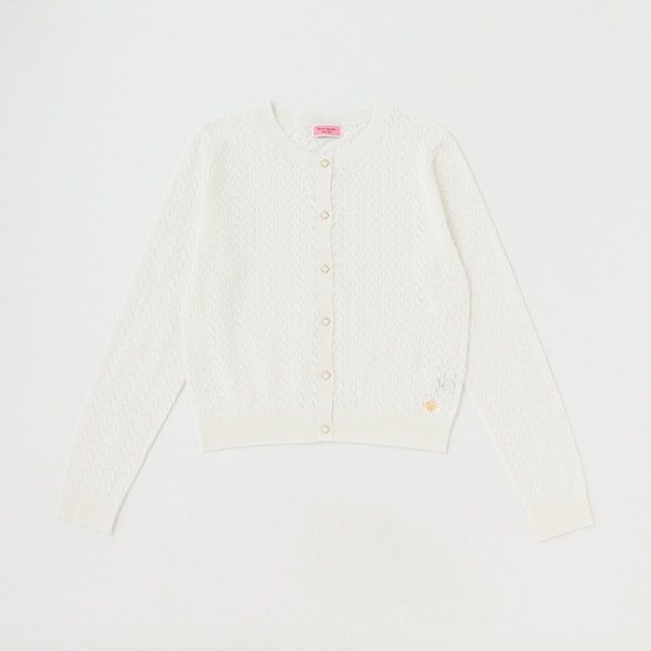 ガールズ アイレットカーディガン