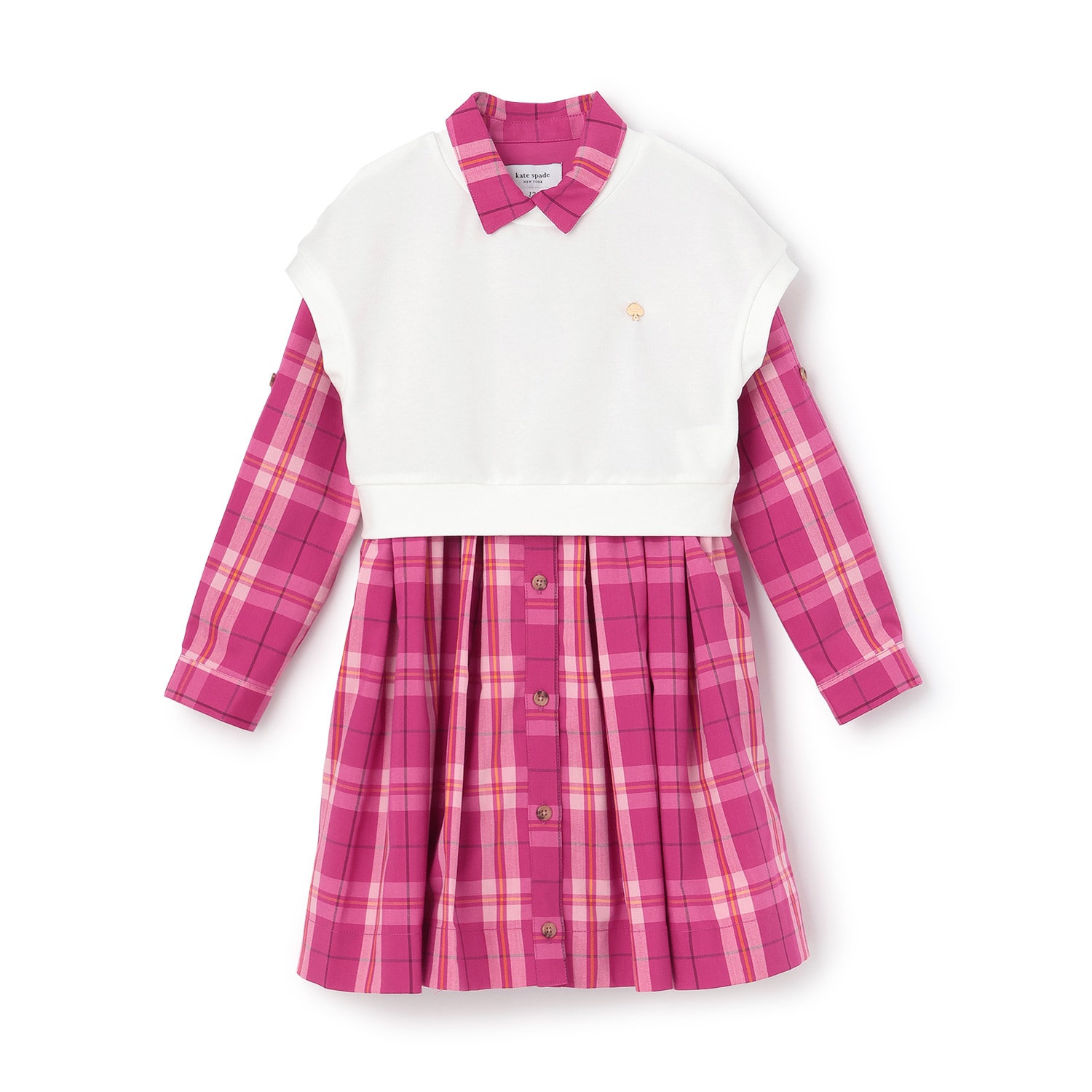 kate spade ピンク チェック 半袖ツイードワンピース その他チェック ピンク系 kate spade new york(ケイトスペード