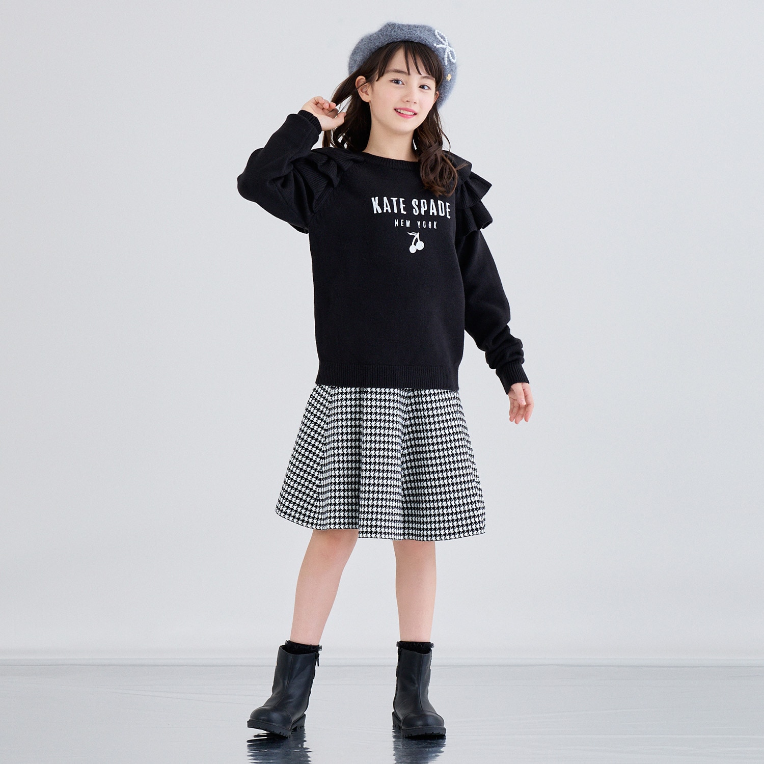 千鳥柄ニットスカート(S(110-120cm) 黒): キッズ - ナルミヤ