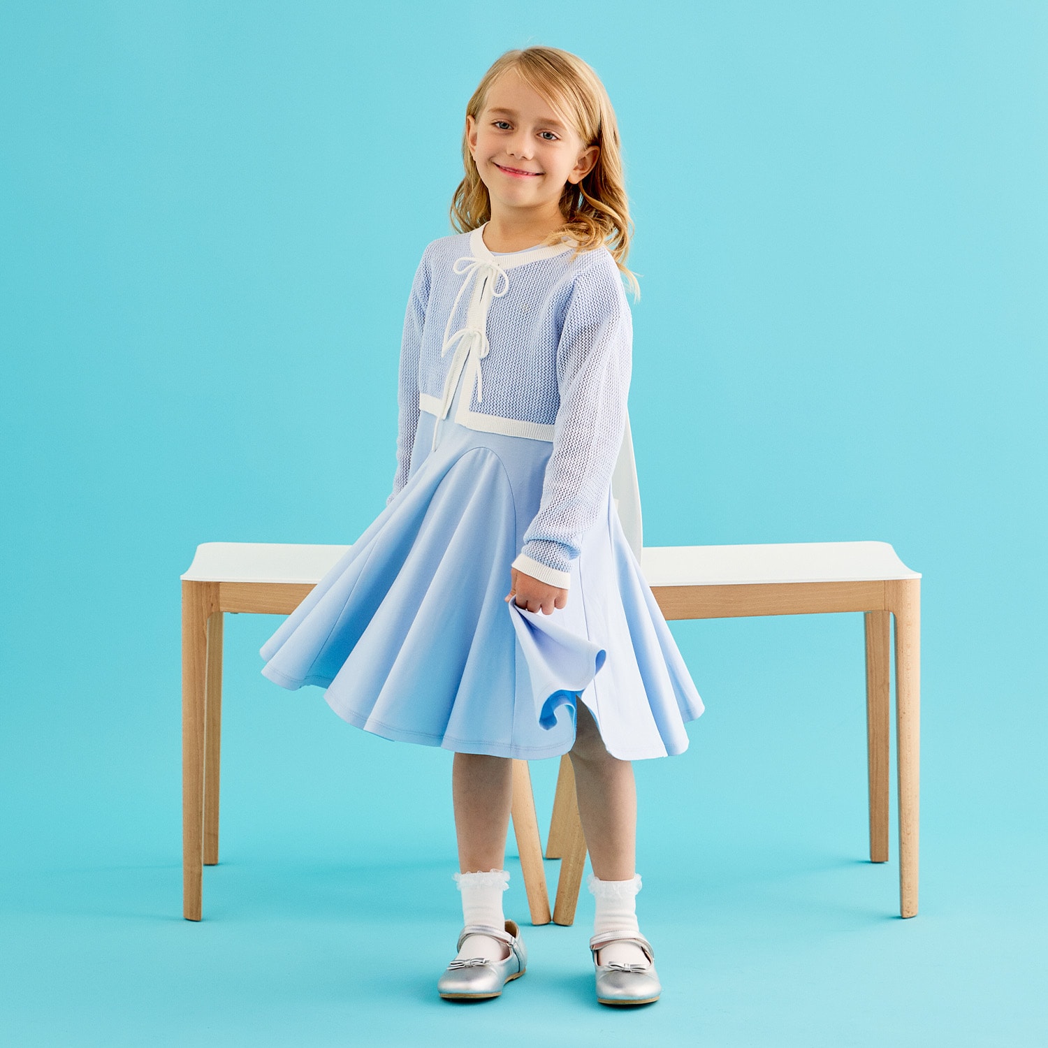 ボウニット&カットワンピースセット