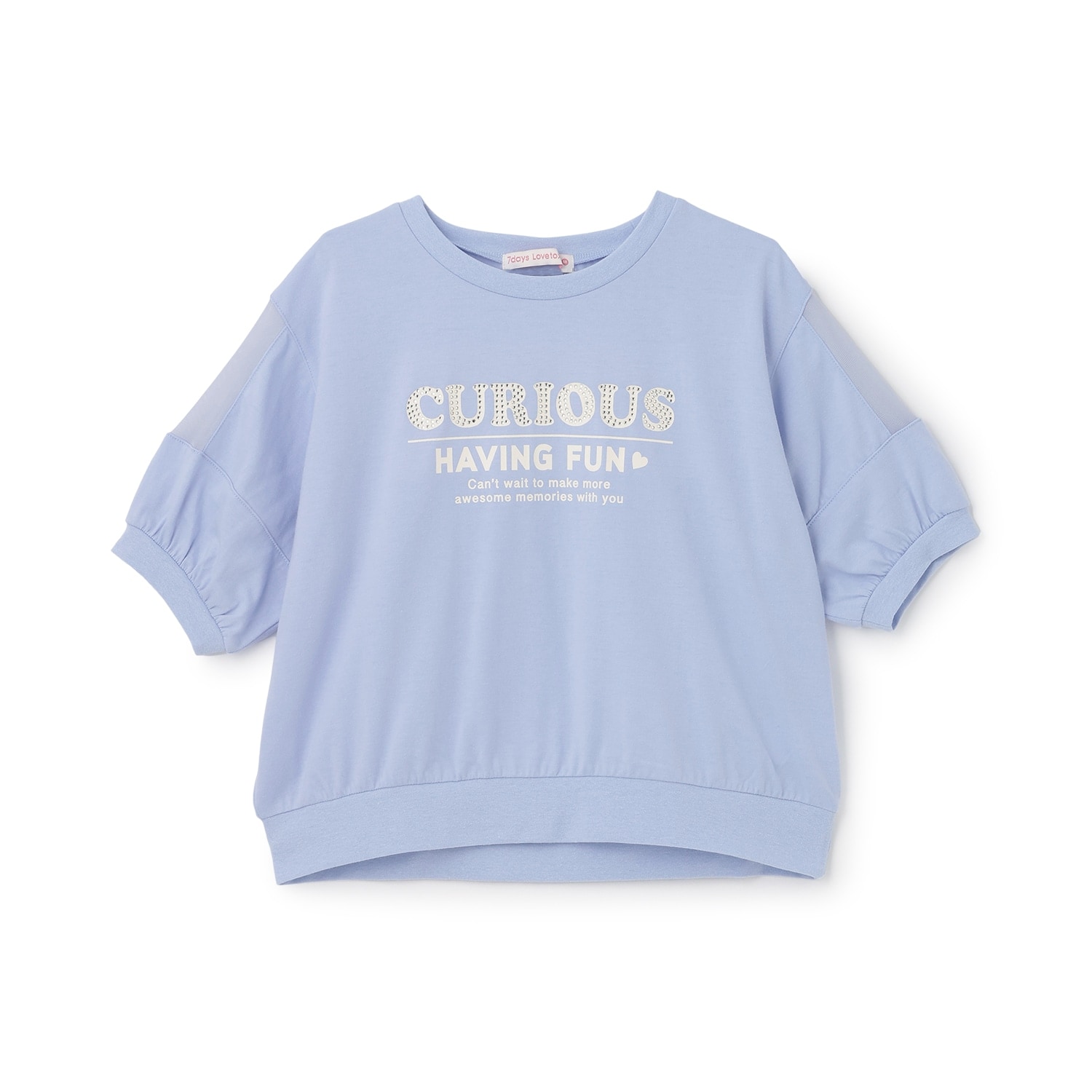 【7days】袖シアーガーリー5分袖Tシャツ