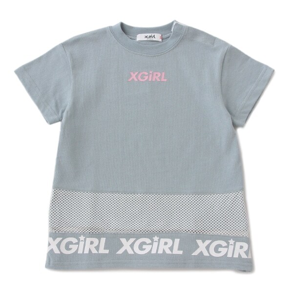 ロゴメッシュ切り替えTシャツワンピース