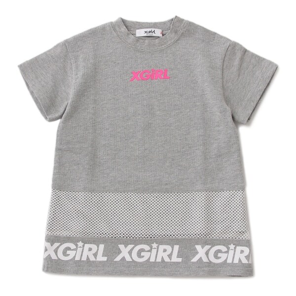ロゴメッシュ切り替えTシャツワンピース