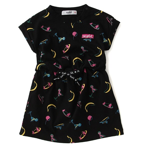 Narumiya Online ナルミヤ オンラインの公式通販サイトカラフルモチーフブラウジングワンピース 80 黒 キッズ