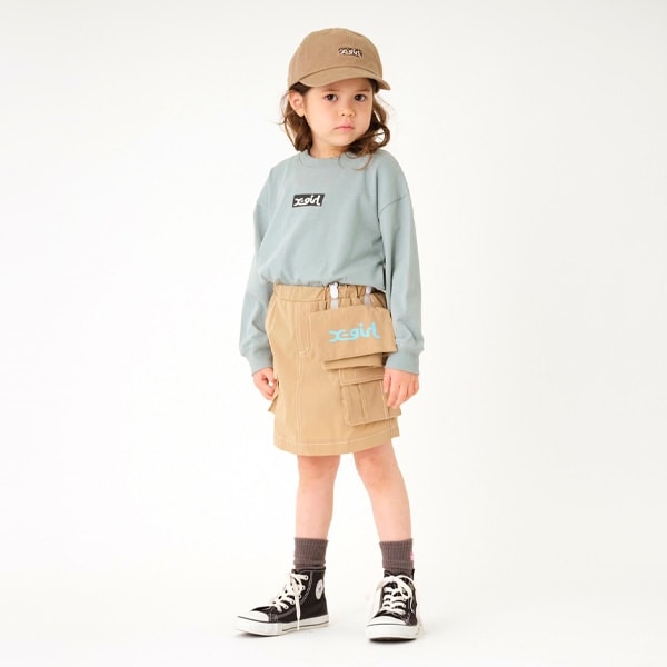 移動ポケットつきロゴ台形スカパン