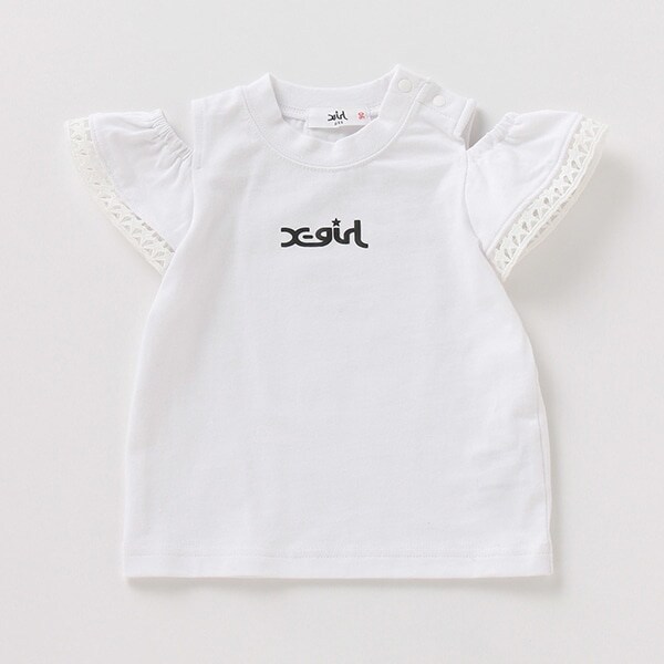 抗菌防臭 星スカラップレース肩開きTシャツ