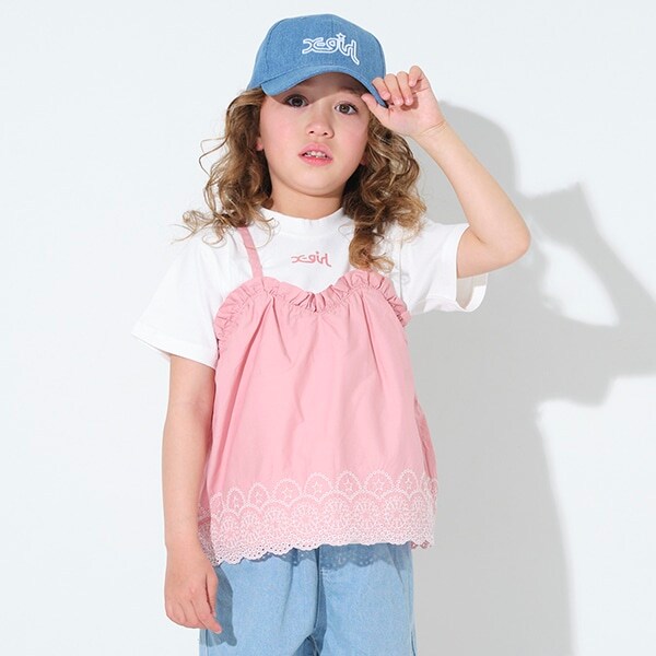 星スカラップヘムレイヤード半袖Tシャツ