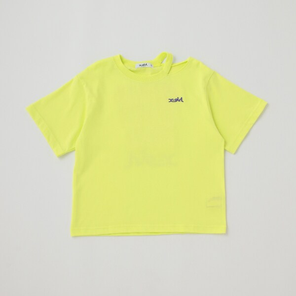 肩開バックプリント半袖Tシャツ