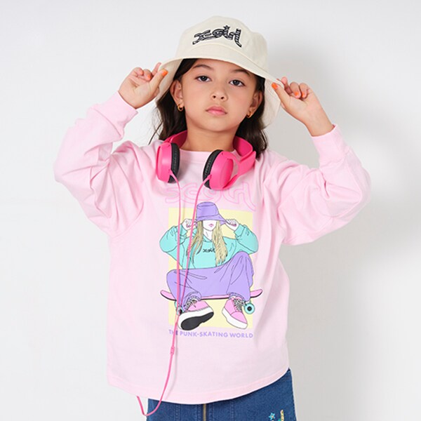 ガールモチーフ長袖Tシャツ