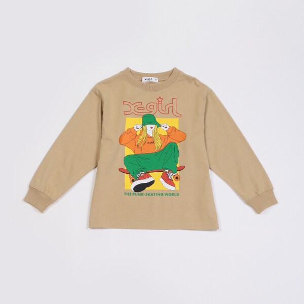 ガールモチーフ長袖Tシャツ