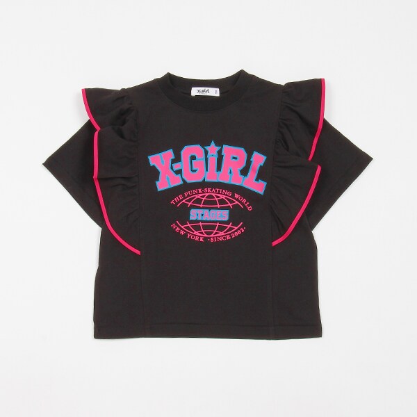 古着　cheer ロゴ　刺繍　tシャツ リメイク　袖　フリル　ネイビー チェーン刺繍ロゴTシャツ(S ネイビー): トップス｜Right-on公式